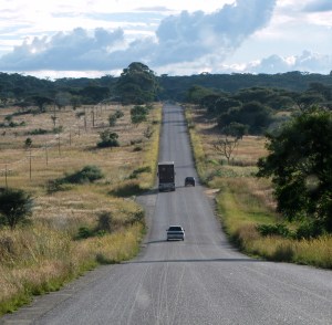A country road in Zimbabwe, coming down from the mountains.